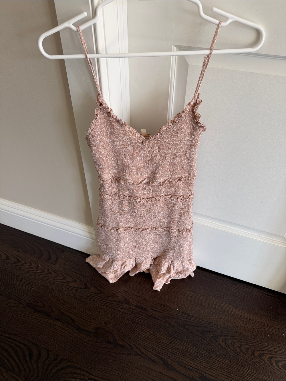 Women’s Pink Textured Ruffle Dress